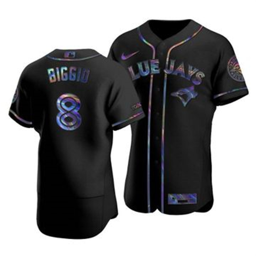 Toronto Blue Jays #8 Cavan Biggio Men's Nike Iridescent Holographic Collection MLB Jersey - Black