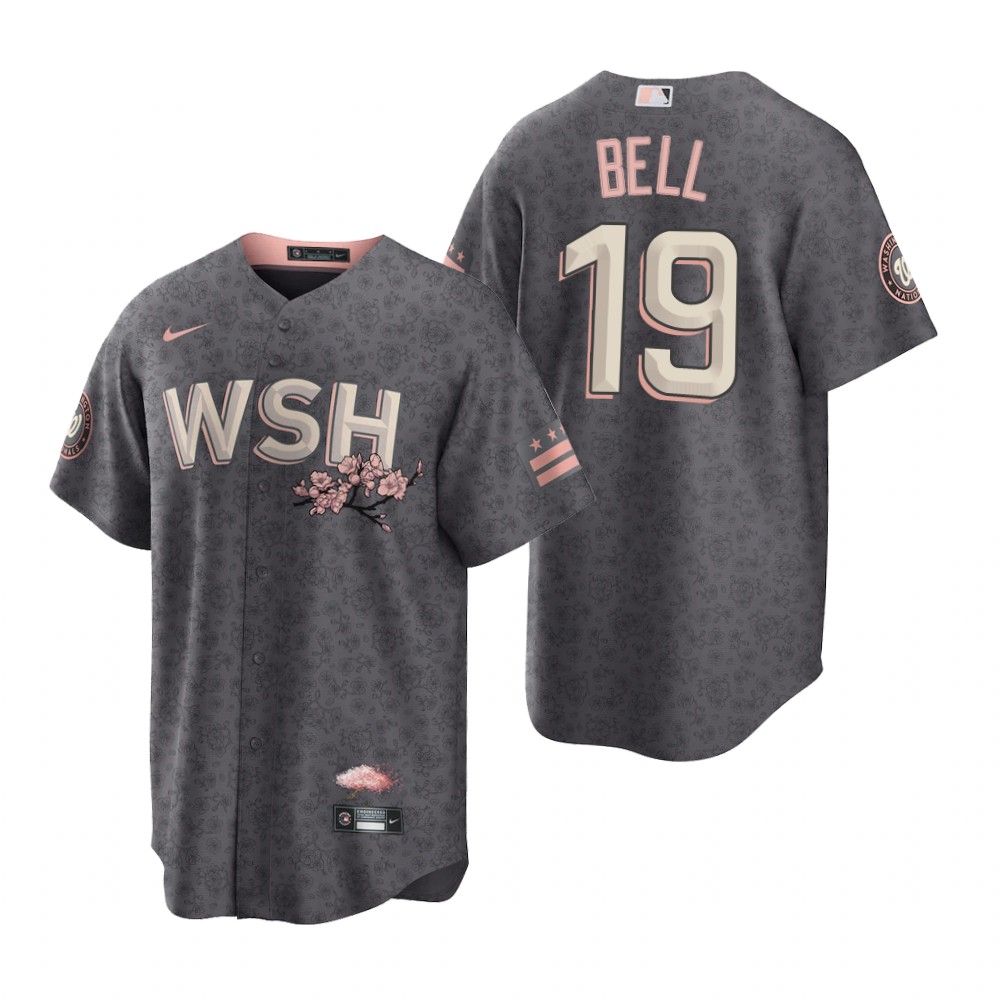 Washington Nationals #19 Josh Bell Men's Nike Gray Game 2022 City Connect Replica Jersey