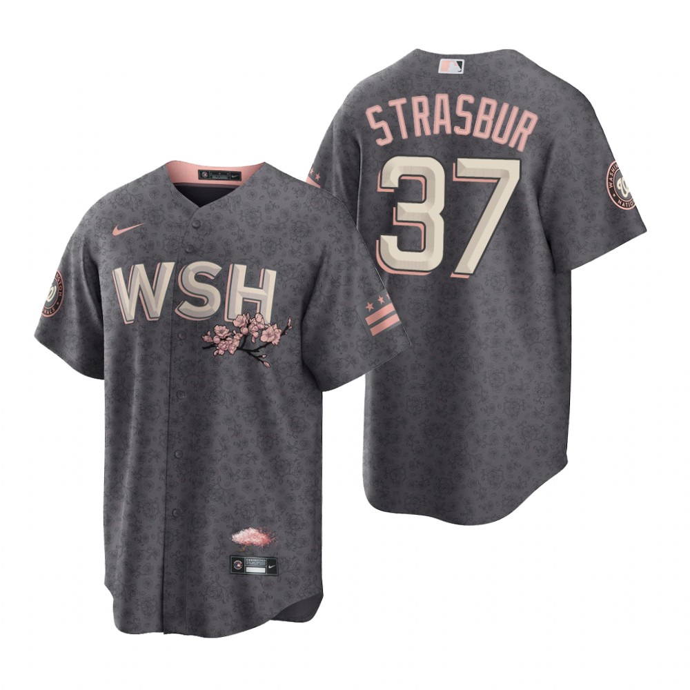 Washington Nationals #37 Stephen Strasbur Men's Nike Gray Game 2022 City Connect Replica Jersey