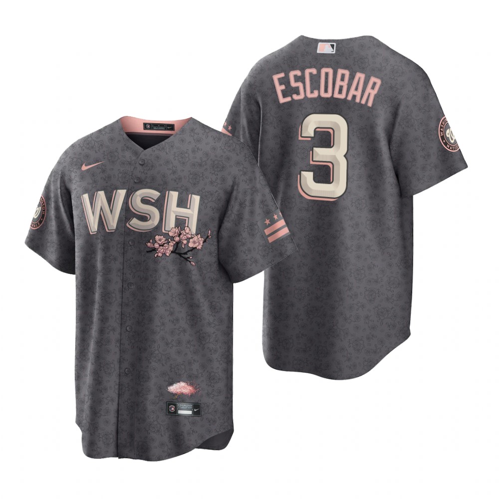 Washington Nationals #3 Alcides Escobar Men's Nike Gray Game 2022 City Connect Replica Jersey