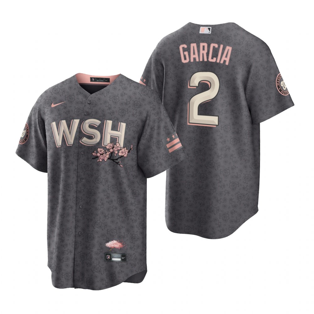 Washington Nationals #2 Luis Garcia Men's Nike Gray Game 2022 City Connect Replica Jersey