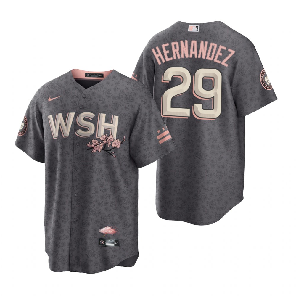 Washington Nationals #29 Yadiel Hernandez Men's Nike Gray Game 2022 City Connect Replica Jersey