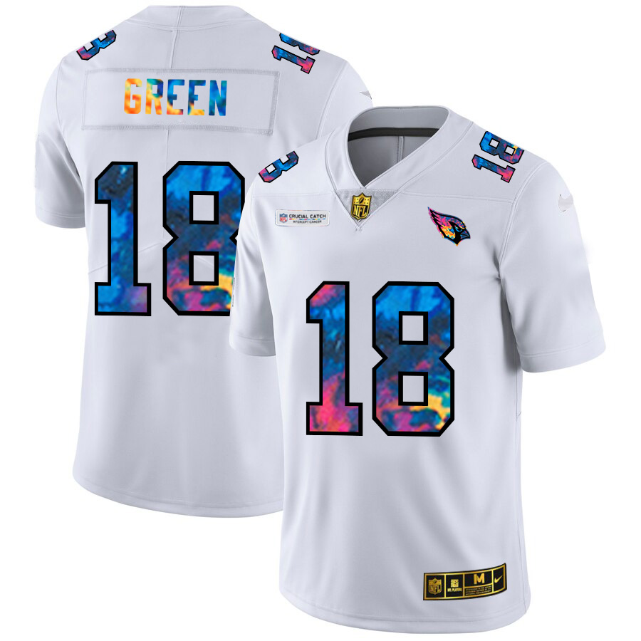 Arizona Cardinals #18 A.J. Green Men's White Nike Multi-Color 2020 NFL Crucial Catch Limited NFL Jersey