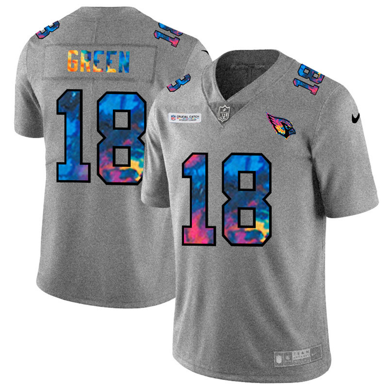 Arizona Cardinals #18 A.J. Green Men's Nike Multi-Color 2020 NFL Crucial Catch NFL Jersey Greyheather