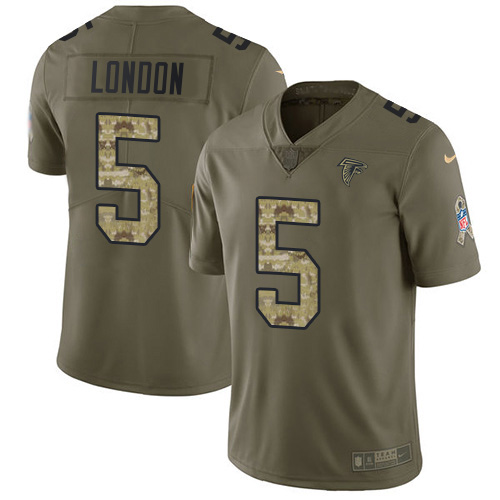 Nike Falcons #5 Drake London Olive/Camo Men's Stitched NFL Limited 2017 Salute To Service Jersey