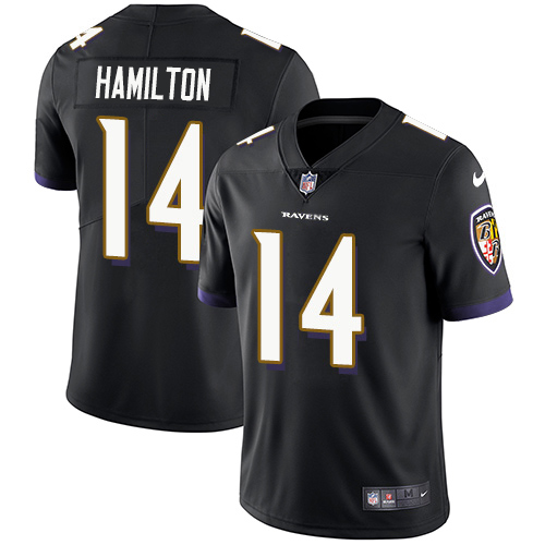 Nike Ravens #14 Kyle Hamilton Black Alternate Men's Stitched NFL Vapor Untouchable Limited Jersey