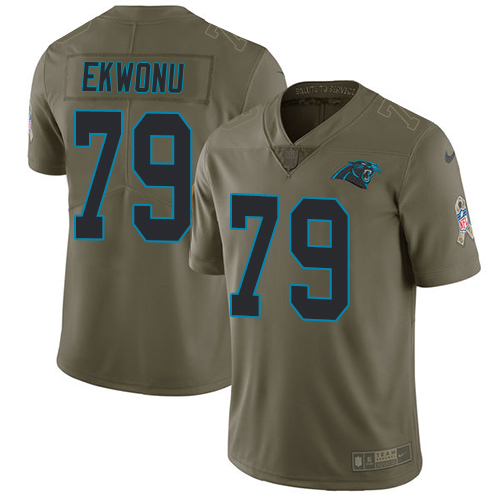 Nike Panthers #79 Ikem Ekwonu Olive Men's Stitched NFL Limited 2017 Salute To Service Jersey