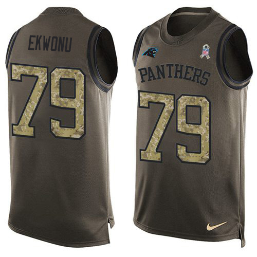 Nike Panthers #79 Ikem Ekwonu Green Men's Stitched NFL Limited Salute To Service Tank Top Jersey