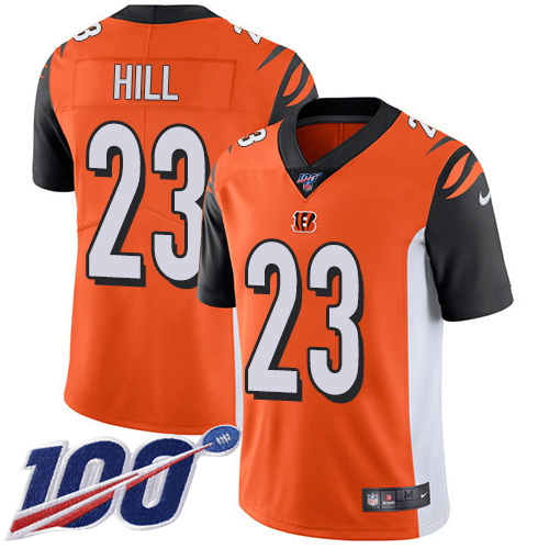 Nike Bengals #23 Daxton Hill Orange Alternate Men's Stitched NFL 100th Season Vapor Untouchable Limited Jersey