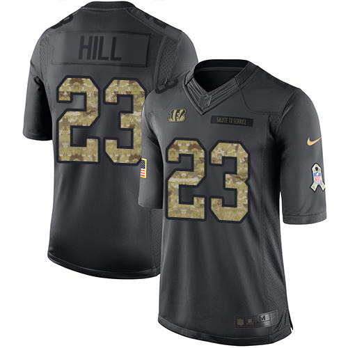 Nike Bengals #23 Daxton Hill Black Men's Stitched NFL Limited 2016 Salute to Service Jersey