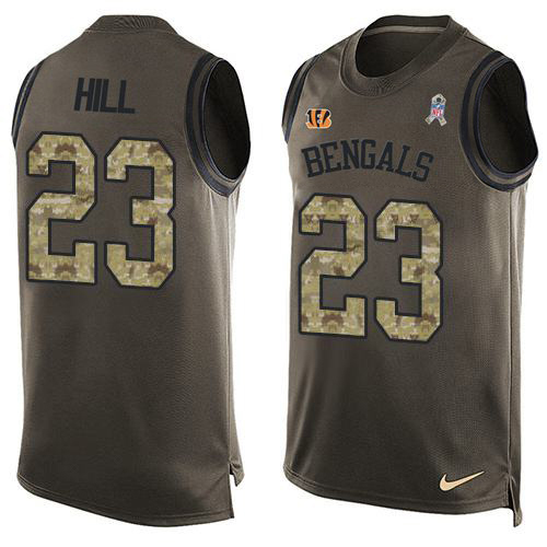 Nike Bengals #23 Daxton Hill Green Men's Stitched NFL Limited Salute To Service Tank Top Jersey