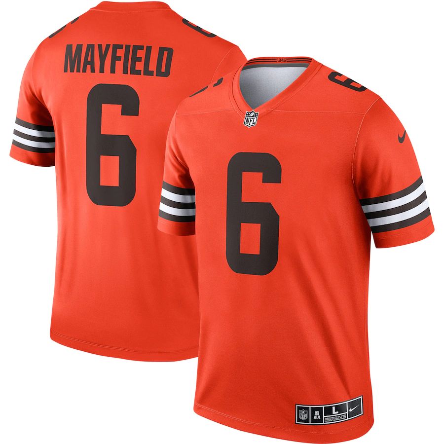 Cleveland Browns #6 Baker Mayfield Nike Men's Orange Inverted Legend Jersey