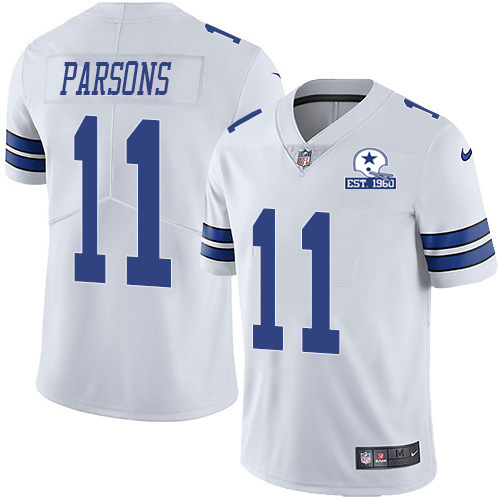 Nike Cowboys #11 Micah Parsons White Men's Stitched With Established In 1960 Patch NFL Vapor Untouchable Limited Jersey