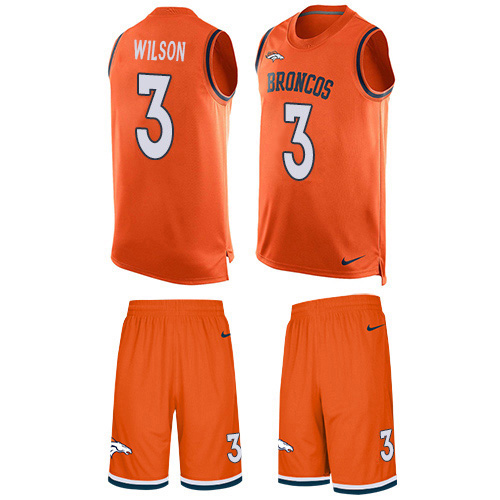 Nike Broncos #3 Russell Wilson Orange Team Color Men's Stitched NFL Limited Tank Top Suit Jersey