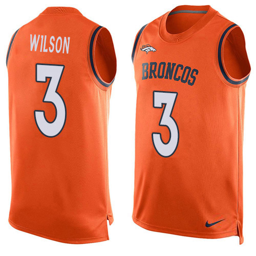 Nike Broncos #3 Russell Wilson Orange Team Color Men's Stitched NFL Limited Tank Top Jersey