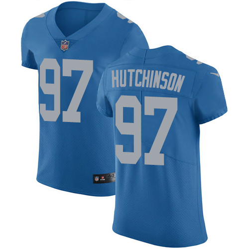 Nike Lions #97 Aidan Hutchinson Blue Throwback Men's Stitched NFL Vapor Untouchable Elite Jersey