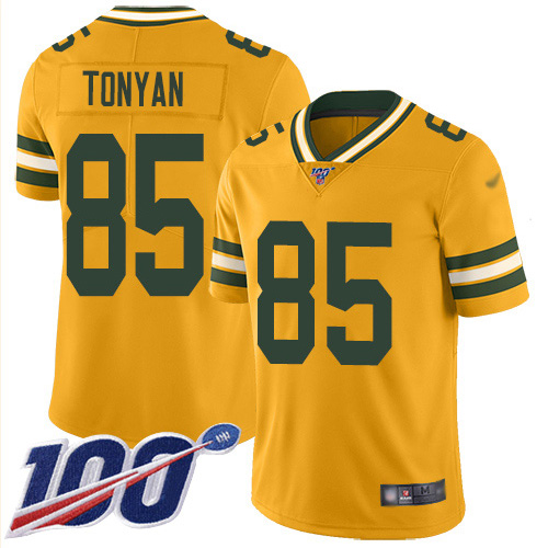 Nike Packers #85 Robert Tonyan Gold Men's Stitched NFL Limited Inverted Legend 100th Season Jersey