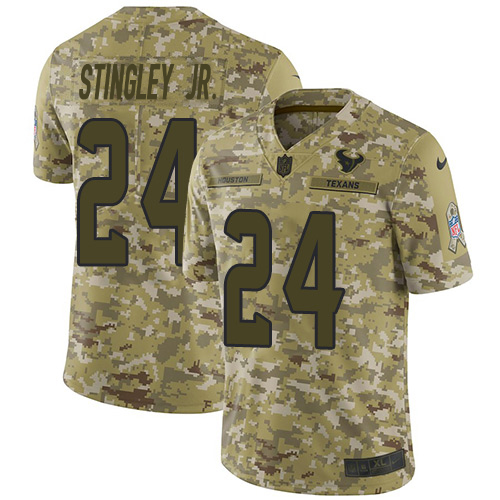 Nike Texans #24 Derek Stingley Jr. Camo Men's Stitched NFL Limited 2018 Salute To Service Jersey