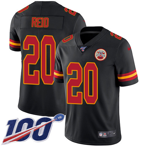 Nike Chiefs #20 Justin Reid Black Men's Stitched NFL Limited Rush 100th Season Jersey