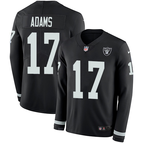 Nike Raiders #17 Davante Adams Black Team Color Men's Stitched NFL Limited Therma Long Sleeve Jersey