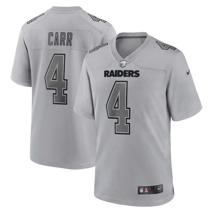 Las Vegas Raiders #4 Derek Carr Men's Gray Atmosphere Fashion Game Jersey