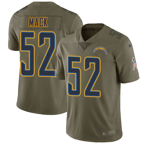 Nike Chargers #52 Khalil Mack Olive Men's Stitched NFL Limited 2017 Salute To Service Jersey