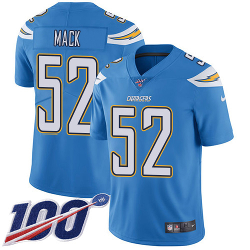 Nike Chargers #52 Khalil Mack Electric Blue Alternate Men's Stitched NFL 100th Season Vapor Untouchable Limited Jersey