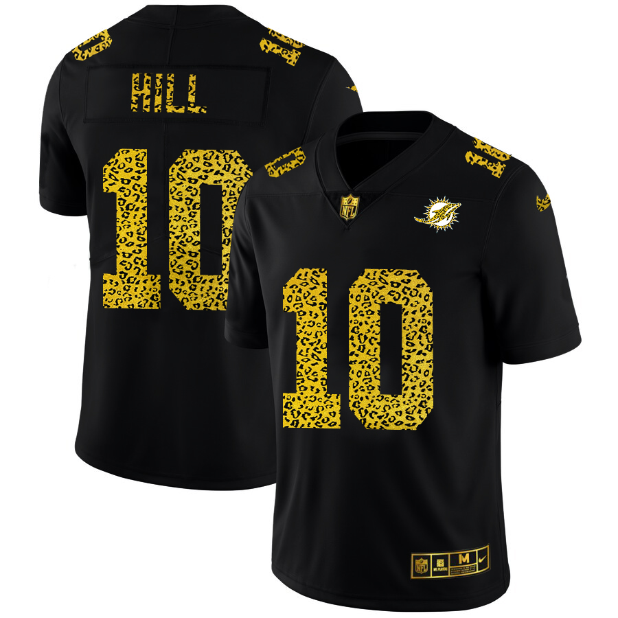 Miami Dolphins #10 Tyreek Hill Men's Nike Leopard Print Fashion Vapor Limited NFL Jersey Black