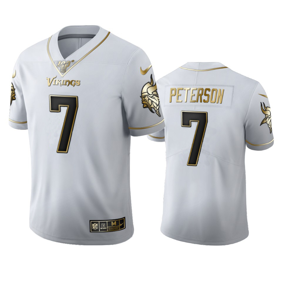 Minnesota Vikings #7 Patrick Peterson Men's Nike White Golden Edition Vapor Limited NFL 100 Jersey