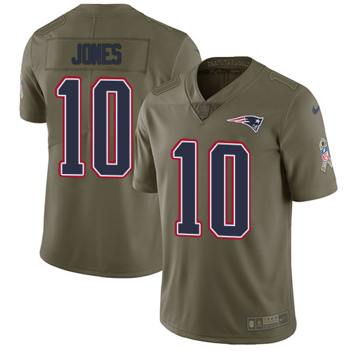 Nike Patriots #10 Mac Jones Olive Men's Stitched NFL Limited 2017 Salute To Service Jersey