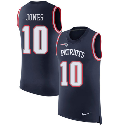 Nike Patriots #10 Mac Jones Edelman Navy Blue Team Color Men's Stitched NFL Limited Rush Tank Top Jersey