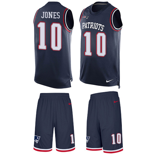 Nike Patriots #10 Mac Jones Edelman Navy Blue Team Color Men's Stitched NFL Limited Tank Top Suit Jersey