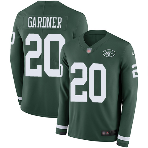 Nike Jets #20 Ahmad Sauce Gardner Green Team Color Men's Stitched NFL Limited Therma Long Sleeve Jersey