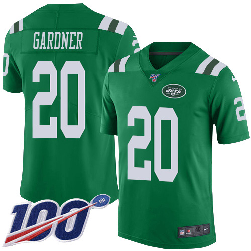 Nike Jets #20 Ahmad Sauce Gardner Green Men's Stitched NFL Limited Rush 100th Season Jersey