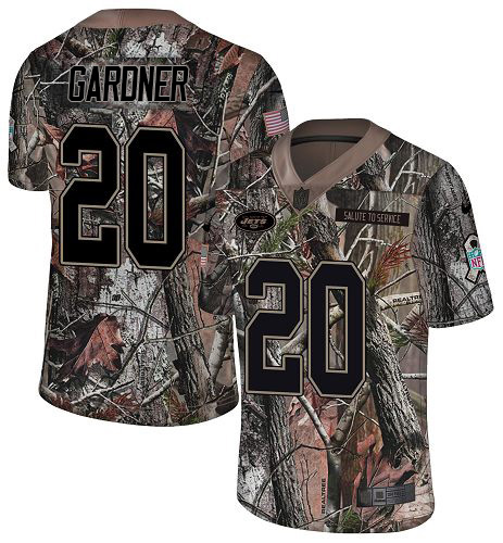 Nike Jets #20 Ahmad Sauce Gardner Camo Men's Stitched NFL Limited Rush Realtree Jersey