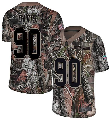 Nike Eagles #90 Jordan Davis Camo Men's Stitched NFL Limited Rush Realtree Jersey