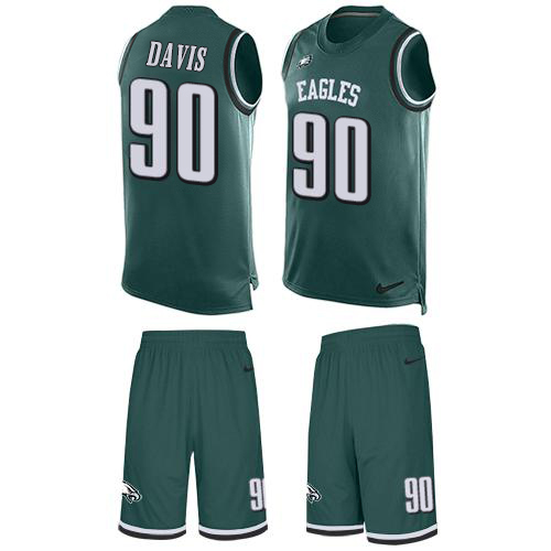 Nike Eagles #90 Jordan Davis Green Team Color Men's Stitched NFL Limited Tank Top Suit Jersey