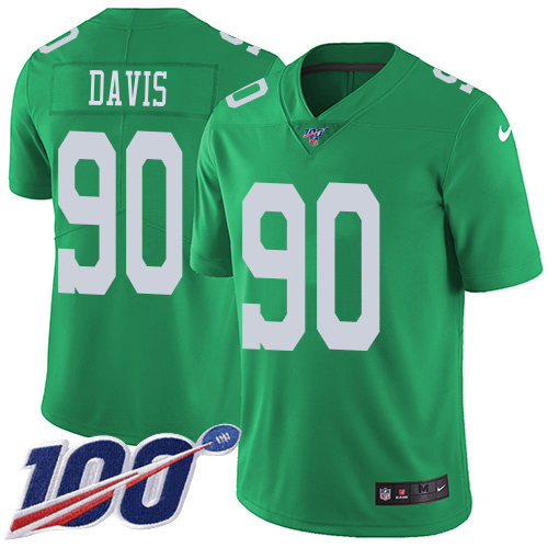 Nike Eagles #90 Jordan Davis Green Men's Stitched NFL Limited Rush 100th Season Jersey