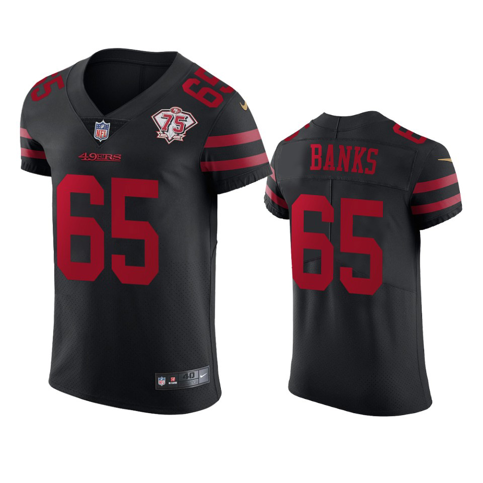 Nike 49ers #65 Aaron Banks Black Alternate Men's 75th Anniversary Stitched NFL Vapor Untouchable Elite Jersey