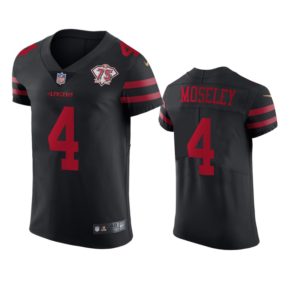 Nike 49ers #4 Emmanuel Moseley Black Alternate Men's 75th Anniversary Stitched NFL Vapor Untouchable Elite Jersey