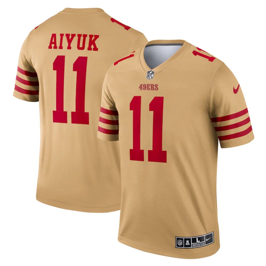 San Francisco 49ers #11 Brandon Aiyuk Nike Men's Gold Inverted Legend Jersey