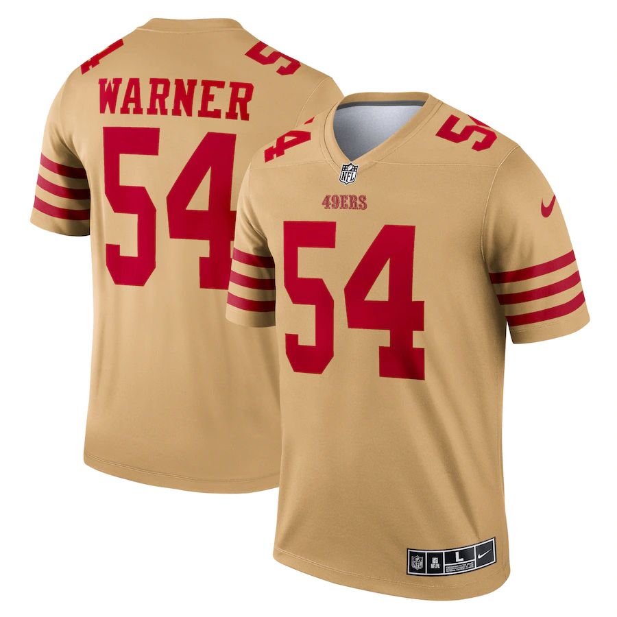 San Francisco 49ers 54 Fred Warner Nike Men's Gold Inverted Legend Jersey