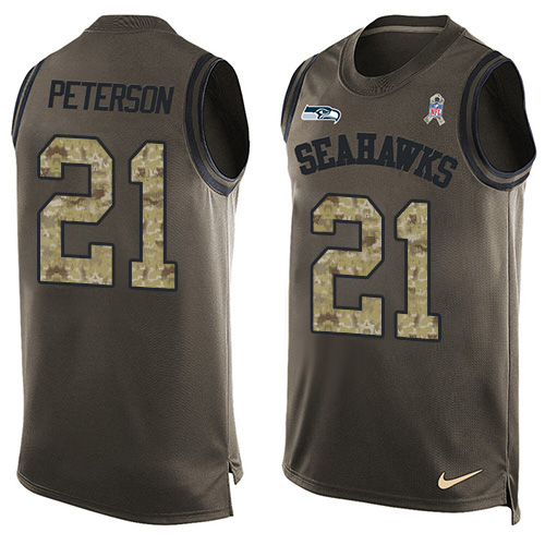 Nike Seahawks #21 Adrian Peterson Green Men's Stitched NFL Limited Salute To Service Tank Top Jersey