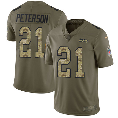 Nike Seahawks #21 Adrian Peterson Olive/Camo Men's Stitched NFL Limited 2017 Salute To Service Jersey