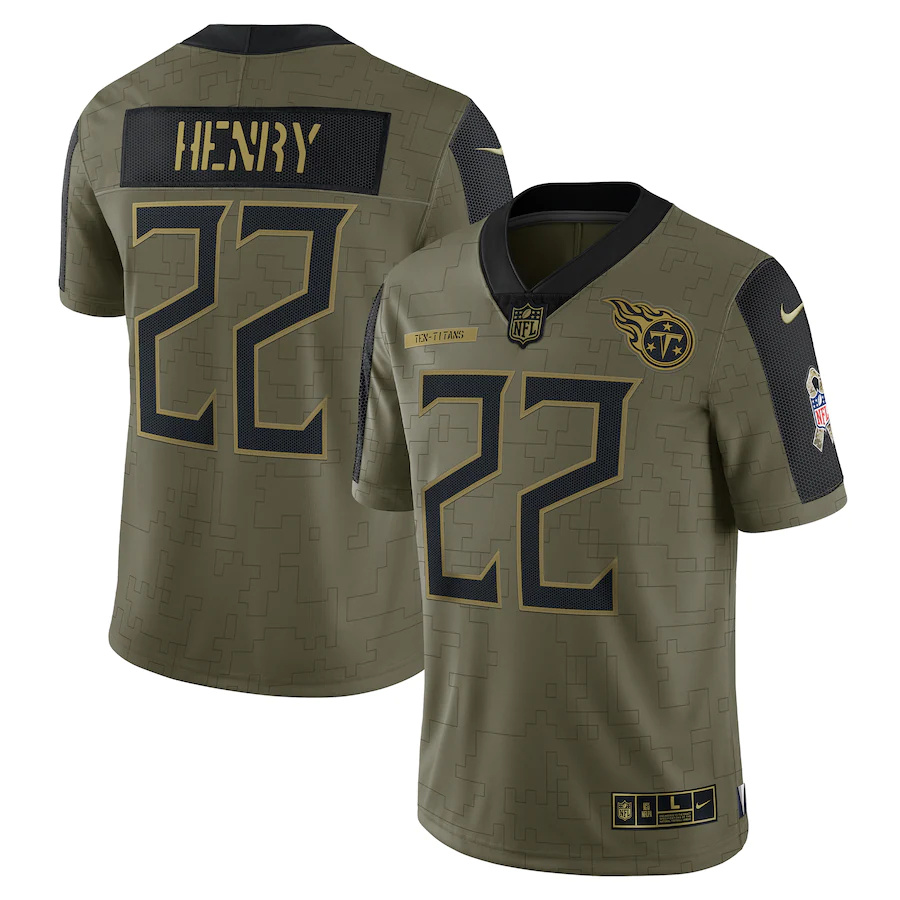 Tennessee Titans #22 Derrick Henry Olive Nike 2021 Salute To Service Limited Player Jersey