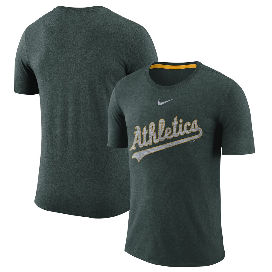 Oakland Athletics Nike Wordmark Tri-Blend T-Shirt Green