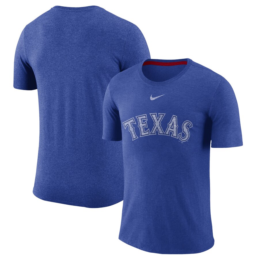 Texas Rangers Nike Wordmark Tri-Blend T-Shirt Royal