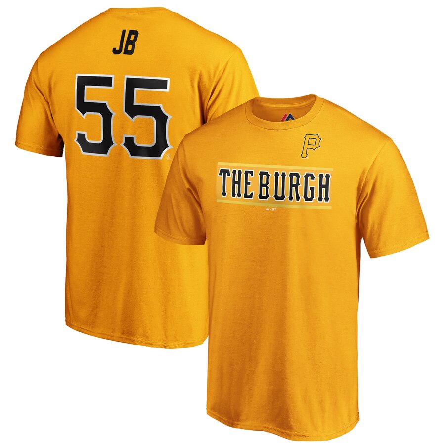 Pittsburgh Pirates #55 Josh Bell JB Majestic 2019 MLB Little League Classic Name & Number T-Shirt Gold