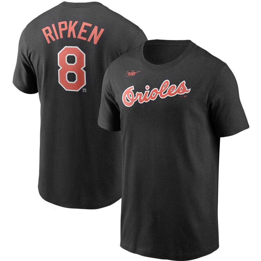 Baltimore Orioles #8 Cal Ripken Jr. Nike Cooperstown Collection Name & Number T-Shirt Black