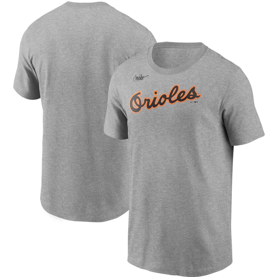 Baltimore Orioles Nike Cooperstown Collection Wordmark T-Shirt Heathered Gray